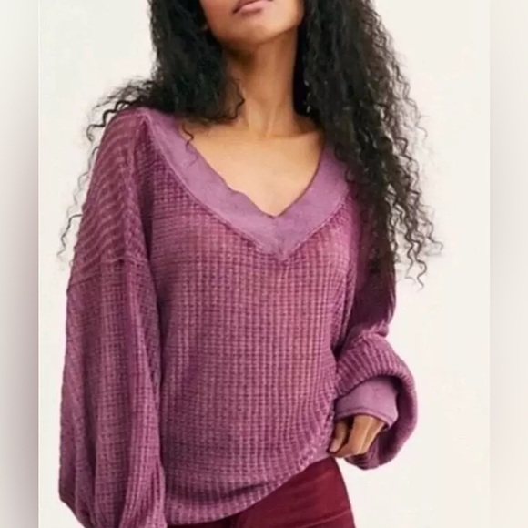 We the Free waffle knit v-neck sweater, small - Picture 1 of 8